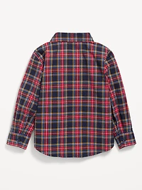 Long-Sleeve Plaid Poplin Pocket Shirt for Toddler Boys