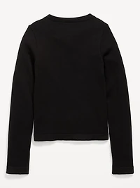 Fitted Seamless Long-Sleeve Ribbed Performance Top for Girls