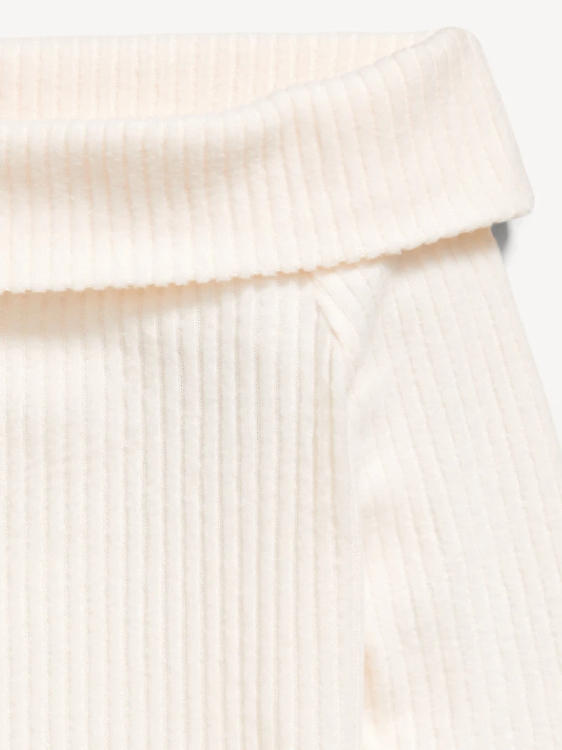 CozePlush Off-Shoulder Long-Sleeve Ribbed Top for Girls