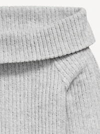 CozePlush Off-Shoulder Long-Sleeve Ribbed Top for Girls