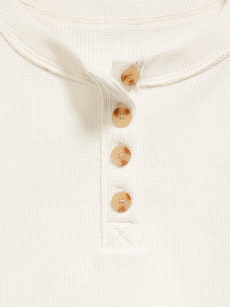 CozePlush Oversized Thermal-Knit Henley Top for Girls