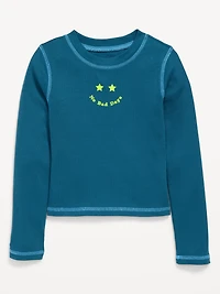 Fitted Long-Sleeve Ribbed Graphic T-Shirt for Girls