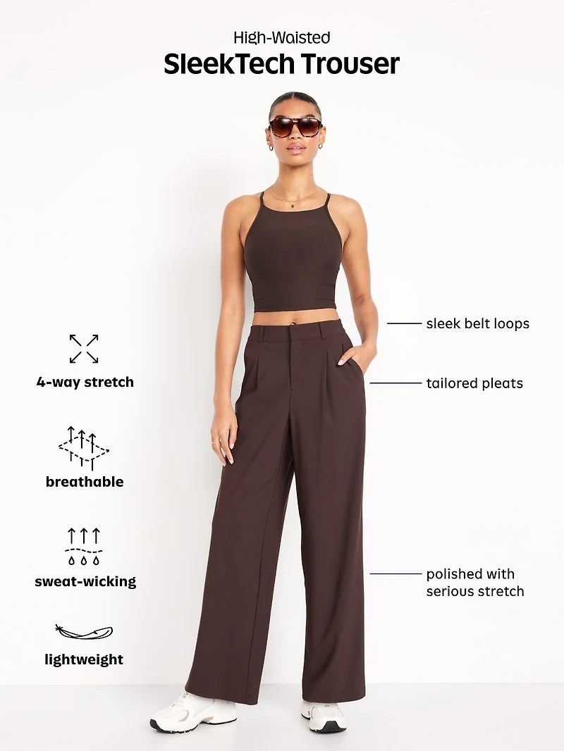 High-Waisted SleekTech Trouser Pants