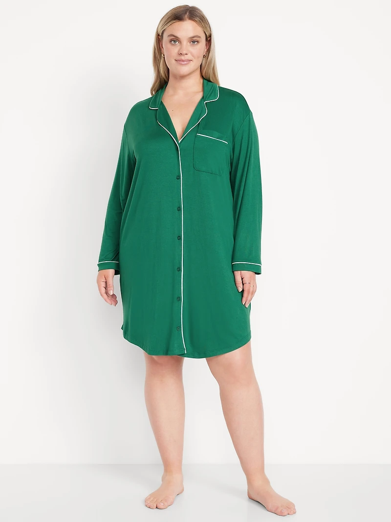 Long-Sleeve Knit Sleep Shirt