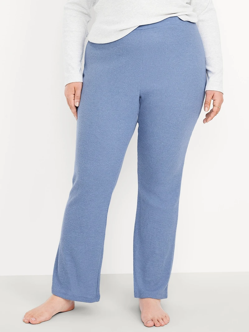 High-Waisted Cozy Waffle Flare Pants