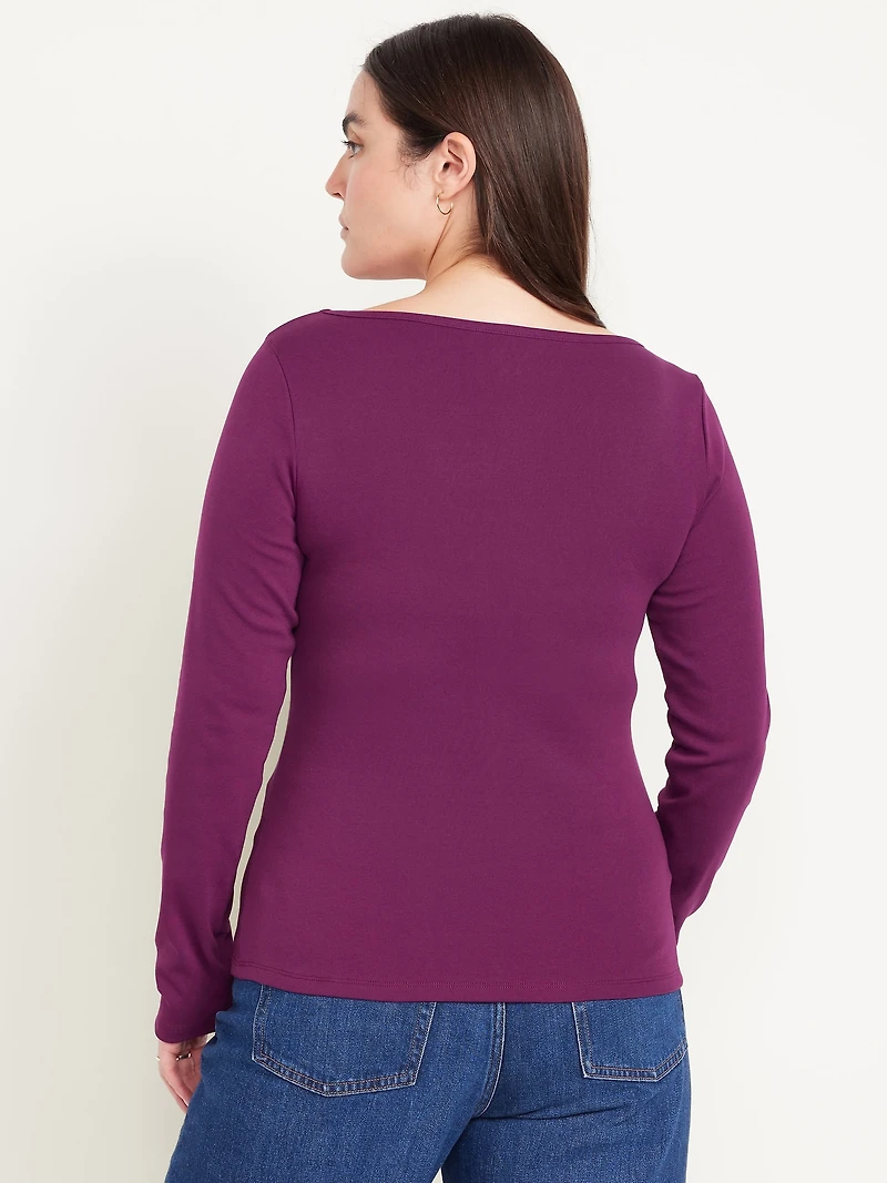 Snug Long-Sleeve Boatneck T-Shirt