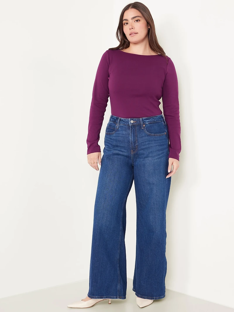 Snug Long-Sleeve Boatneck T-Shirt