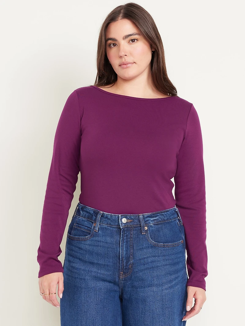 Snug Long-Sleeve Boatneck T-Shirt