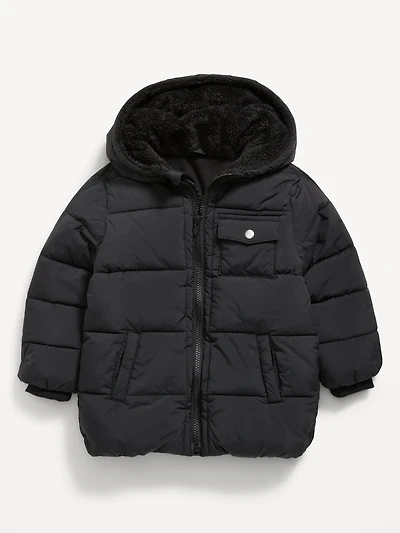 Water-Resistant Oversized Utility Parka Jacket for Toddler Boys