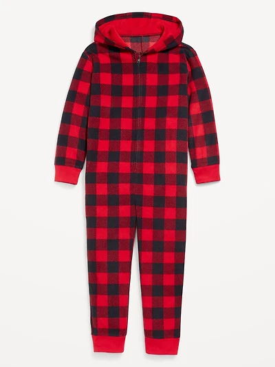 Microfleece Gender-Neutral Hooded Pajama One-Piece for Kids