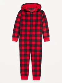 Microfleece Gender-Neutral Hooded Pajama One-Piece for Kids