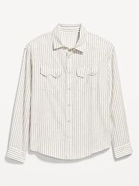 Textured-Stripe Western Pocket Shirt