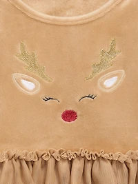 Long-Sleeve Fit and Flare Velour Holiday Tutu Dress for Baby