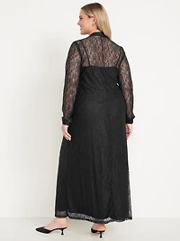 Mock Neck Lace Maxi Dress