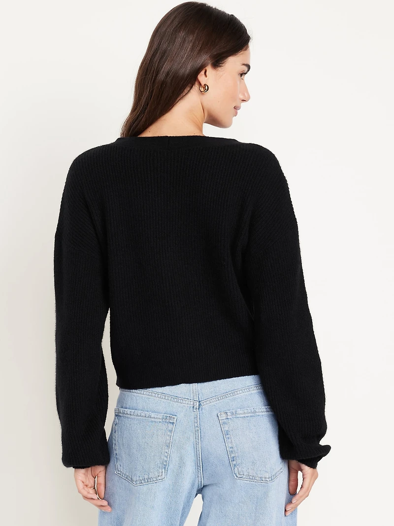 SoSoft V-Neck Bow-Front Cardigan Sweater