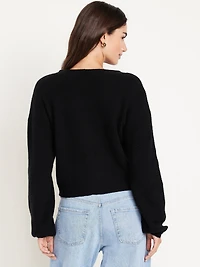 SoSoft V-Neck Bow-Front Cardigan Sweater