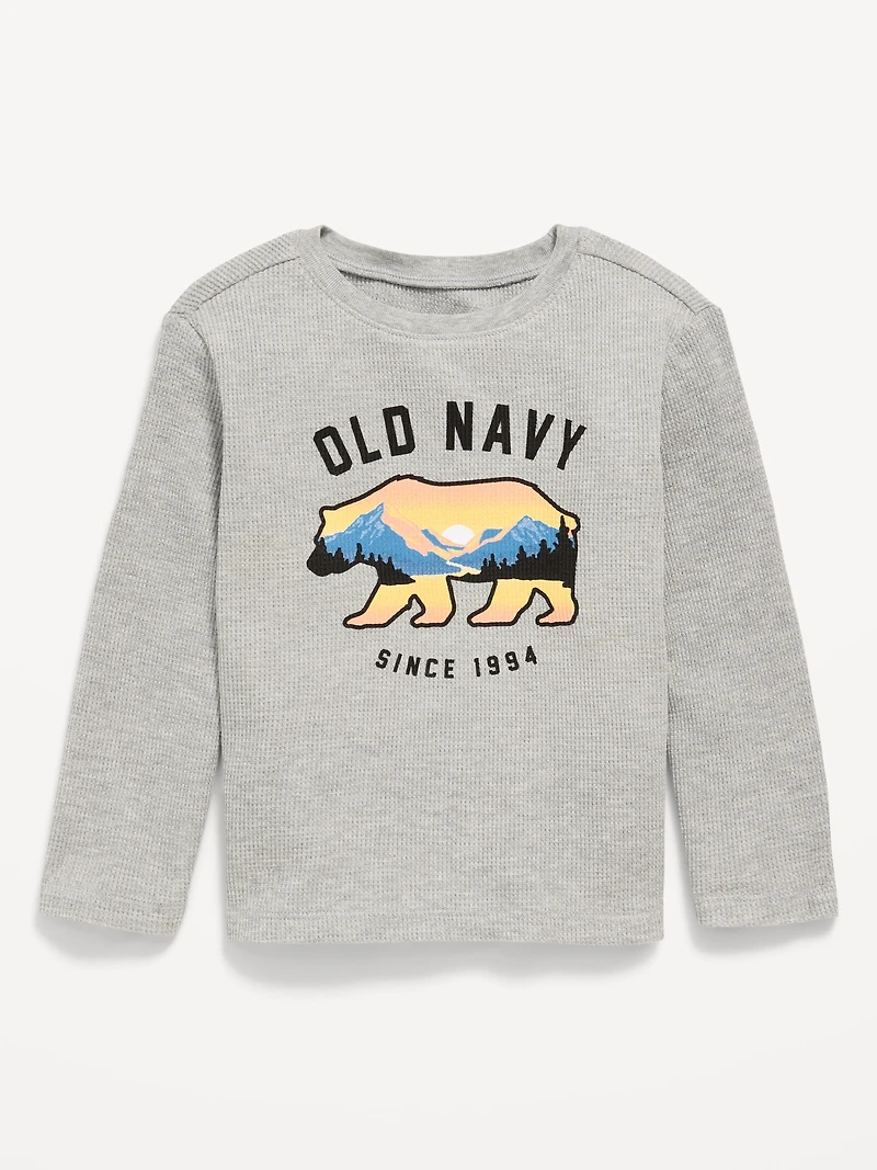 Long-Sleeve Logo Graphic Thermal-Knit T-Shirt for Toddler Boys