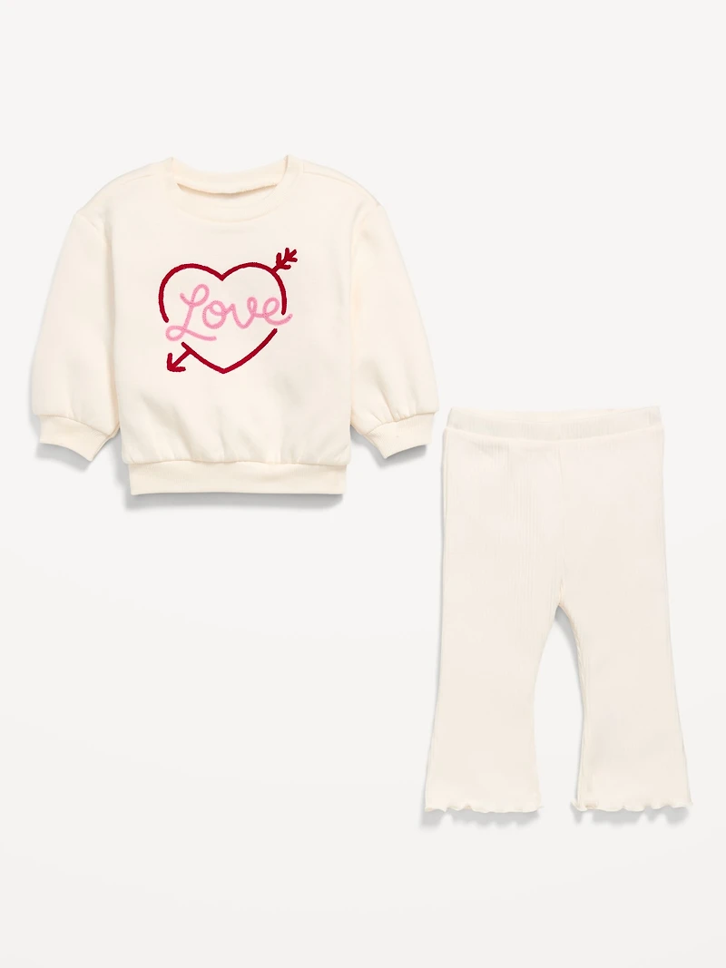 Long-Sleeve Graphic Sweatshirt and Leggings Set for Baby