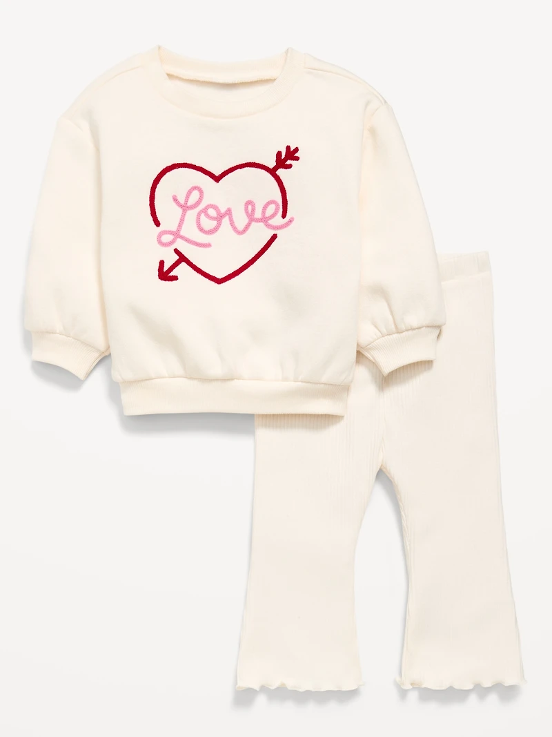 Long-Sleeve Graphic Sweatshirt and Leggings Set for Baby