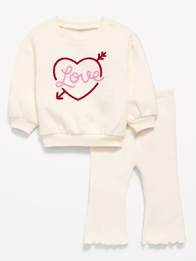 Long-Sleeve Graphic Sweatshirt and Leggings Set for Baby