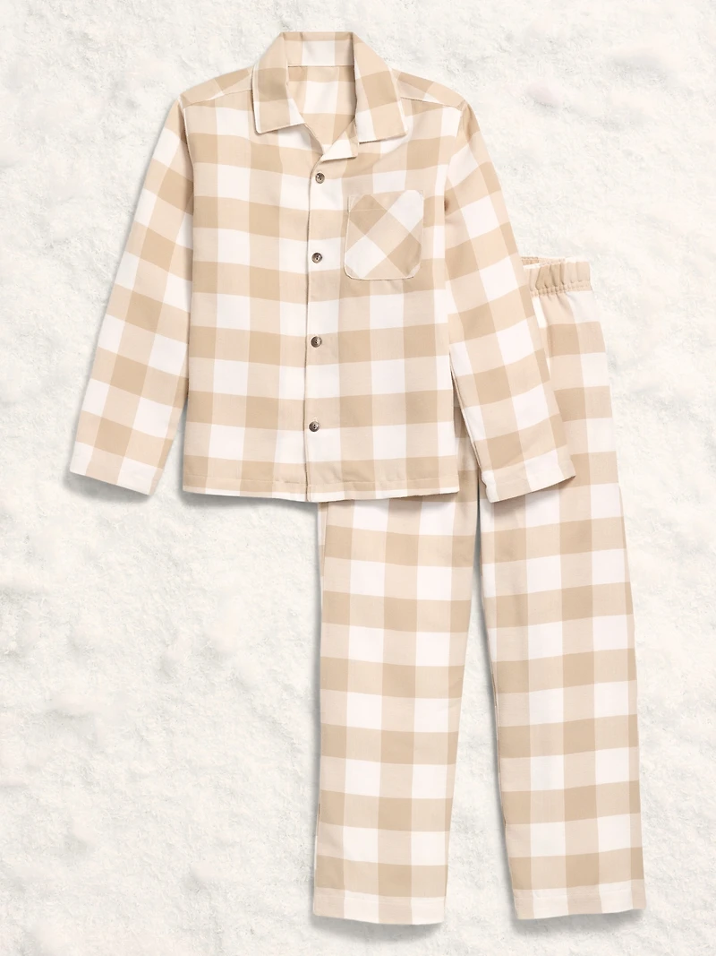Printed Gender-Neutral Button-Front Pajama Set for Kids