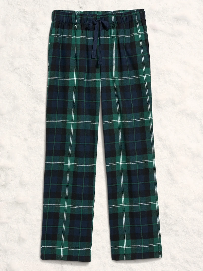 Mid-Rise Plaid Flannel Pajama Pants for Women