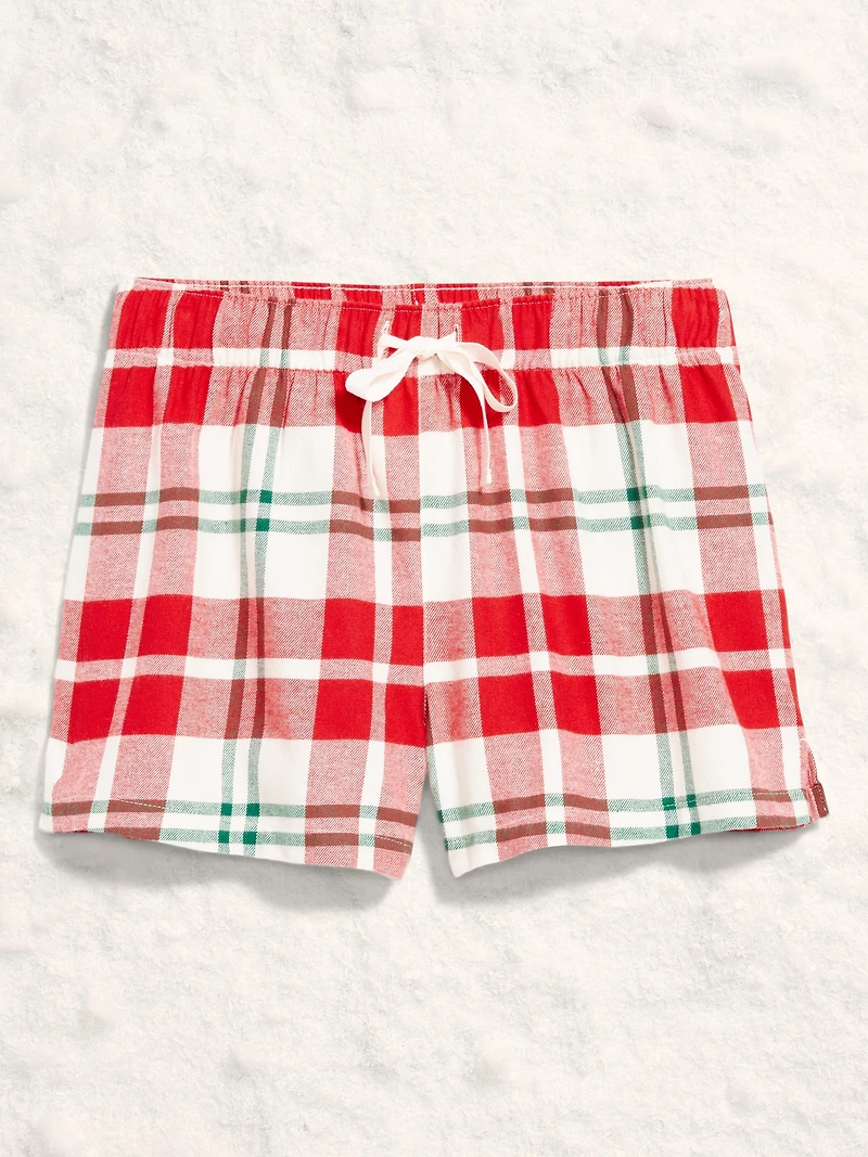 Plaid Flannel Pajama Boxer Shorts for Women