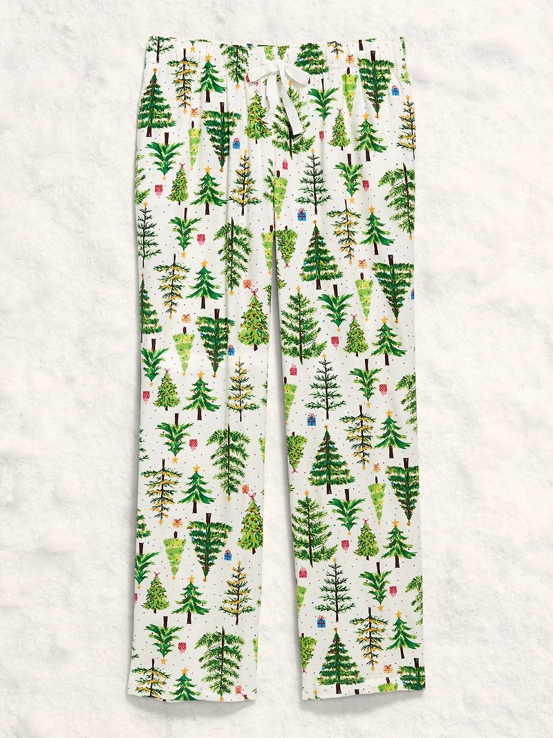 Mid-Rise Printed Flannel Pajama Pants for Women