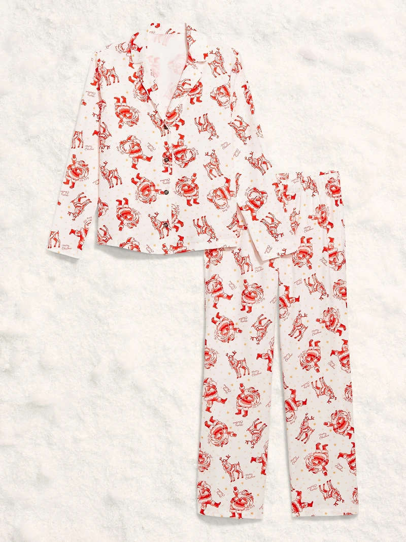 Printed Flannel Pajama Pant Set for Women