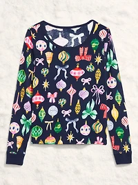 Scoop-Neck Waffle Pajama Top for Women