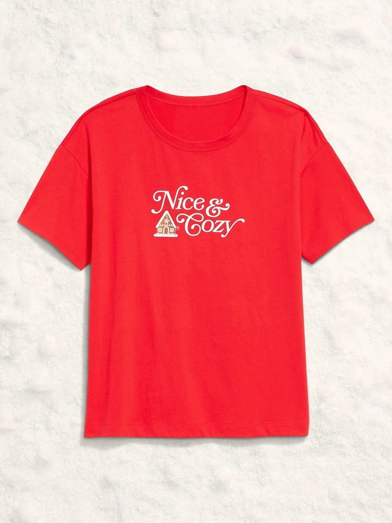 Holiday-Graphic Crew-Neck T-Shirt for Women