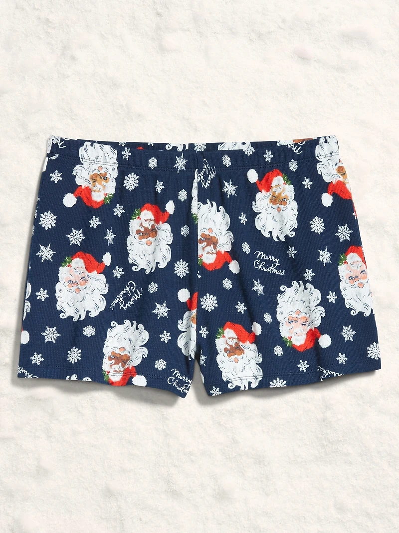 High-Waisted Printed Waffle Pajama Shorts for Women