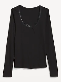 Scoop-Neck Long-Sleeve Ribbed Top