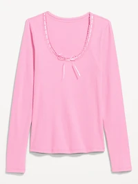 Scoop-Neck Long-Sleeve Ribbed Top