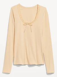 Scoop-Neck Long-Sleeve Ribbed Top