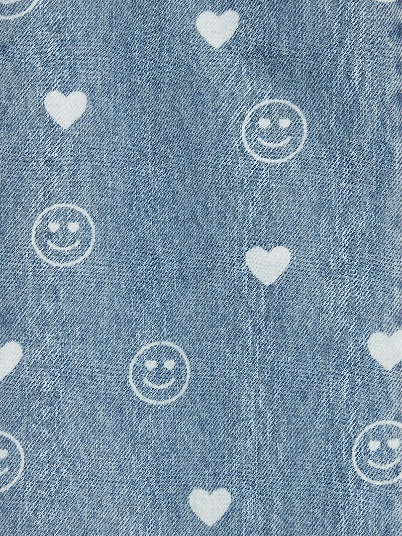 Printed Baggy Wide-Leg Jeans for Girls