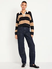 High-Waisted Barrel Utility Jeans