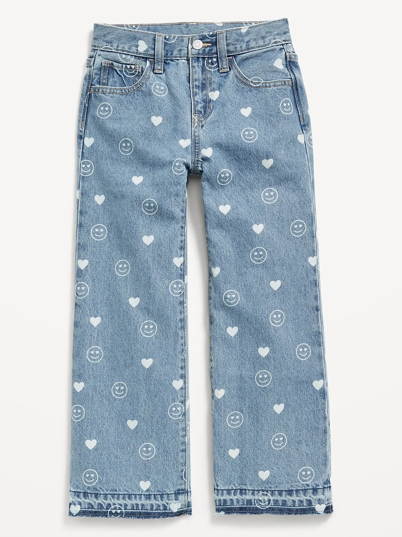 Printed Baggy Wide-Leg Jeans for Girls