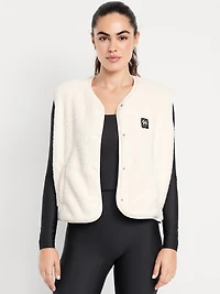 Loose Snap-Front Sherpa Vest