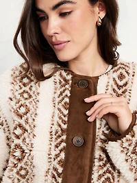 Button-Front Sherpa Jacket