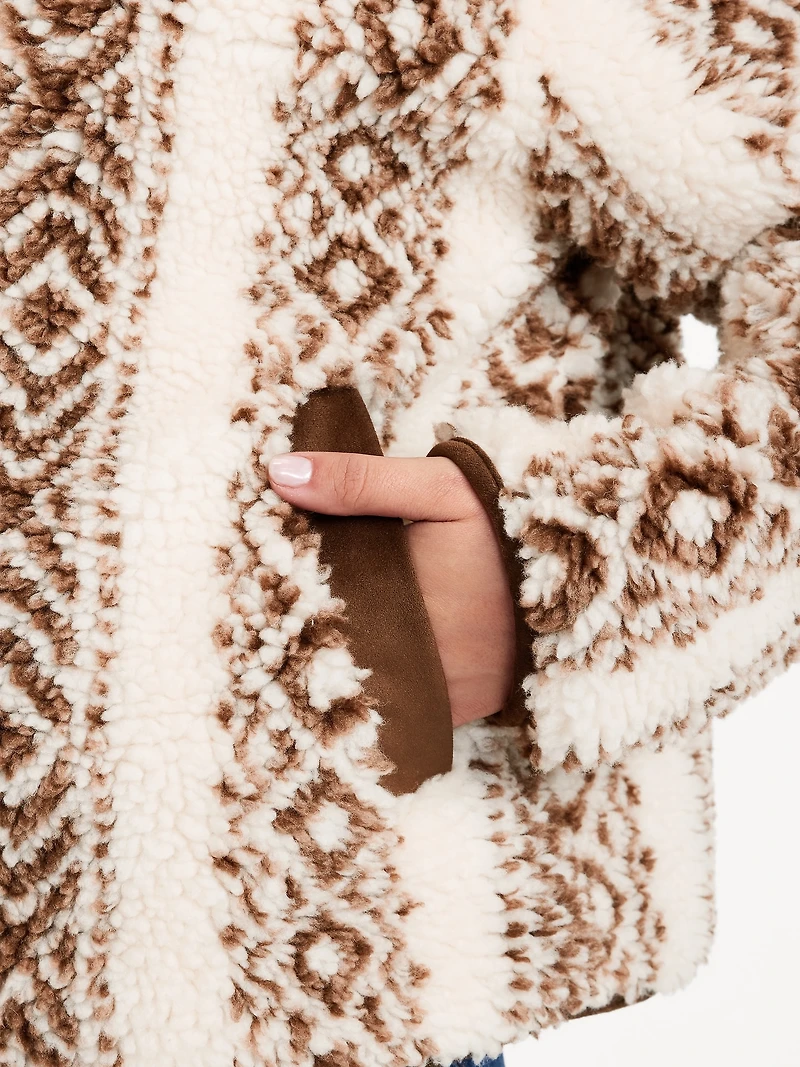 Button-Front Sherpa Jacket