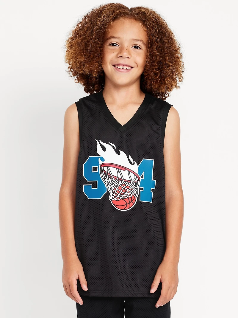 Mesh Graphic Basketball Tank Top for Boys