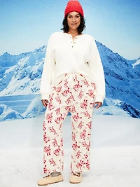 Mid-Rise Printed Flannel Pajama Pants for Women