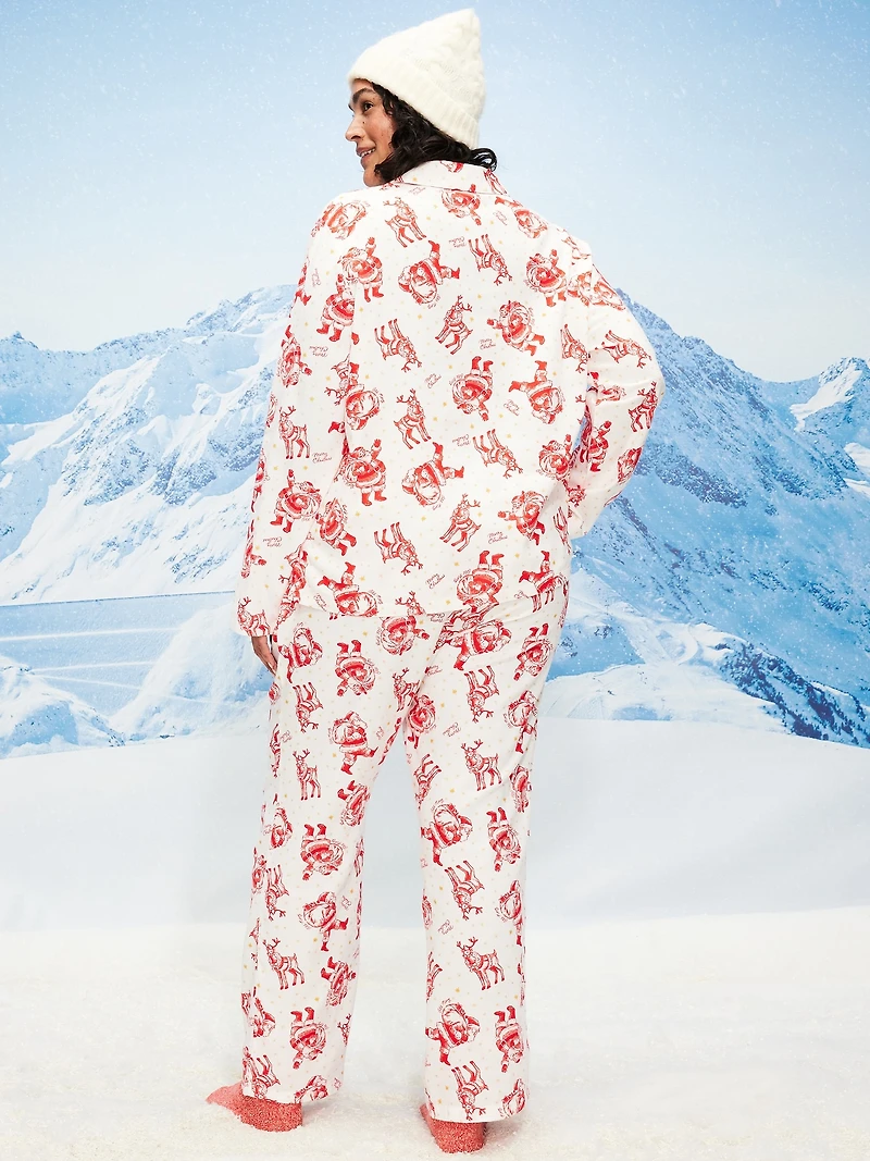 Printed Flannel Pajama Pant Set for Women