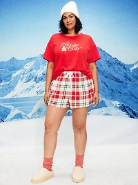 Plaid Flannel Pajama Boxer Shorts for Women
