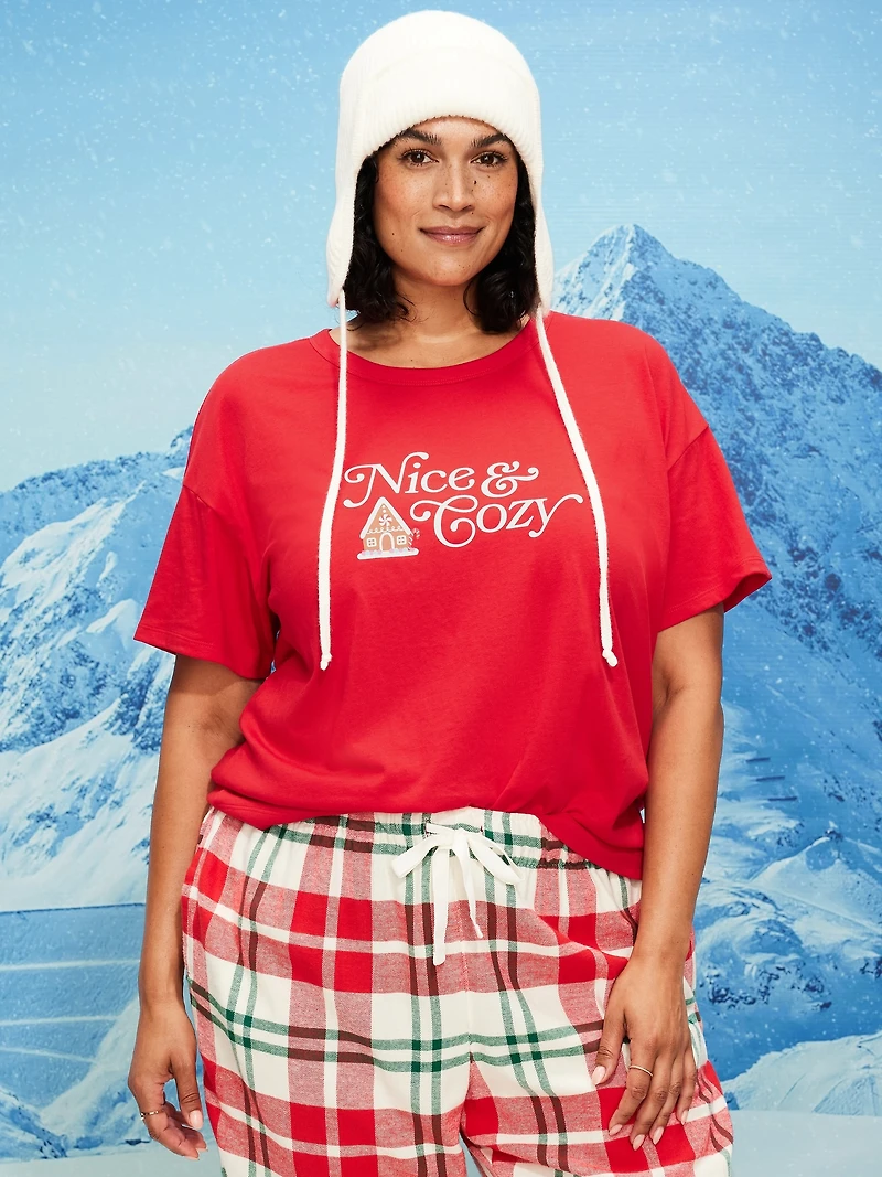 Holiday-Graphic Crew-Neck T-Shirt for Women