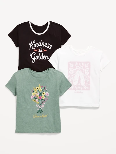 Short-Sleeve Graphic T-Shirt 3-Pack for Girls