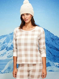 Scoop-Neck Waffle Pajama Top for Women
