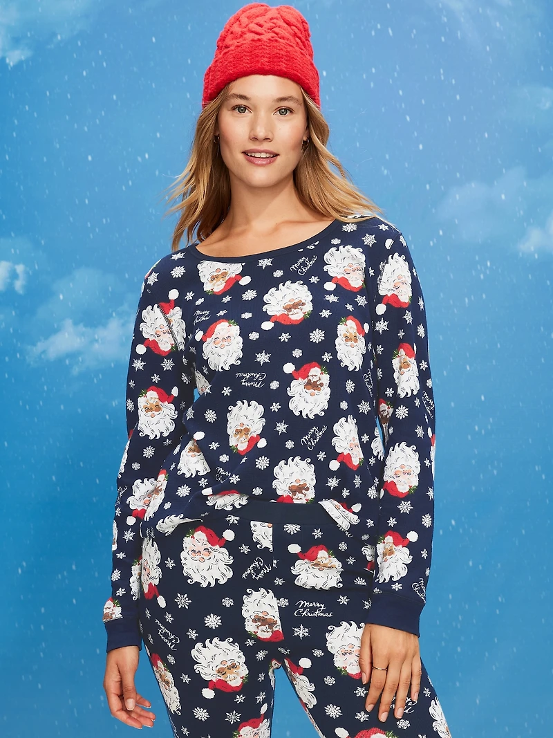 Scoop-Neck Waffle Pajama Top for Women