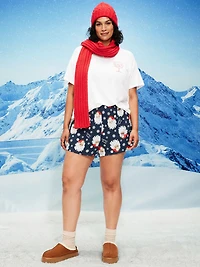 High-Waisted Printed Waffle Pajama Shorts for Women